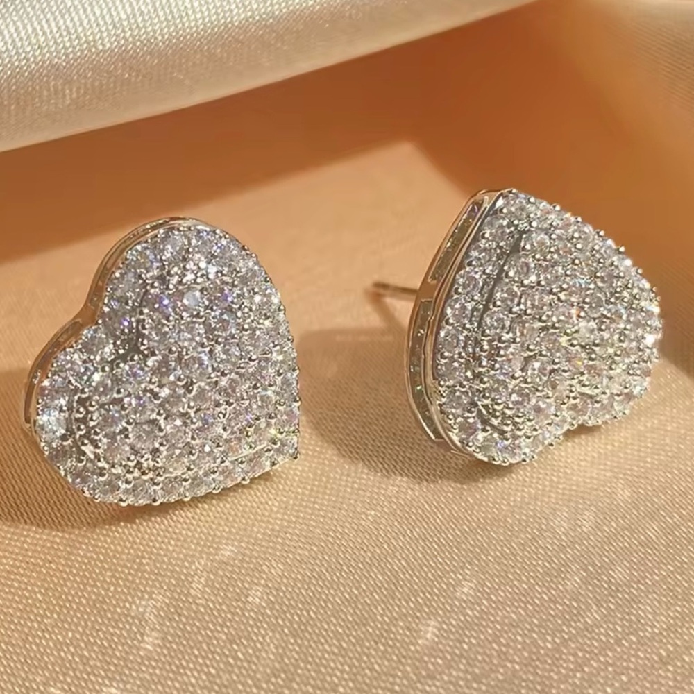 Gorgeous Silver Heart Stud Earrings